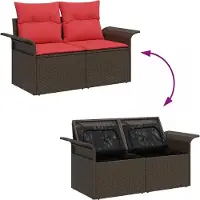 vidaXL Tuinbank Set 9 st Poly rattan