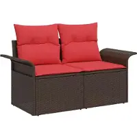 vidaXL Tuinbank Set 9 st 10-Aantal zitplaatsen Bruin en Rood
