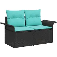 vidaXL Tuinbank Set 8 st 7-Aantal zitplaatsen Zwart en Turkoois