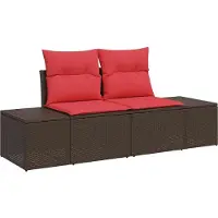 vidaXL Tuinbank Set 7 st Bruin en Rood poly rattan
