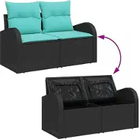 vidaXL Tuinset met 9 delen, zwart, van polyrotan