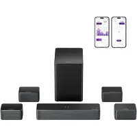 Ultimea Soundbar met 6,5" draadloze subwoofer en 4 surroundspeakers, 7.1-kanaals surround sound, Smart app-bediening - Zwart