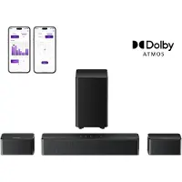 Ultimea Poseidon M4T - 5.1 Systeem met Dolby Atmos, Draadloze Subwoofer, App Bediening, Soundbar Zwart