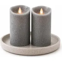 Anna's Collection 2x LED kaars/stompkaars taupe met dansvlam 15 cm - LED kaarsen