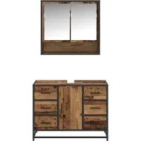 vidaXL Badkamermeubel Set 2 st Oud Hout 80 x 33 x 60 cm Bewerkt hout