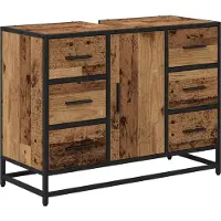 vidaXL Badkamerkast Oud Hout 80 x 33 x 60 cm Bewerkt hout