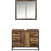 vidaXL Badkamermeubel Set 2 st Oud Hout 80 x 33 x 60 cm Bewerkt hout
