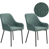 Beliani LOVERNA - Eetkamerstoel set van 2 - Groen - Corduroy