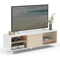 Vasagle TV-kast Lowboard, supersnelle gereedschapsvrije montage, gereedschapsloze technologie, tv-standaard voor tv's tot 32/45/50/55/60 inch, modern ontwerp, 140 x 39 x 45 cm, wit LTV466W01