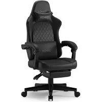 Sense7 DEVON PU - Game Stoel - Gamestoel met Voetsteun - Ecologisch leer - Gaming Stoel - Ergonomische Bureaustoel - Zwart - 2 Afneembare Kussens - Zithoogte 44-55 cm - Voetensteun Inklapbare