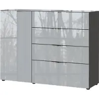 Momax Dressoir OAKLAND in 2 breedten, fronten en bovenblad met glas-inlay