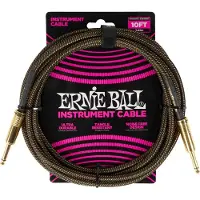 Ernie Ball Braided Instrument Cable Straight/Straight 3 m Recht - Recht Instrumentkabel