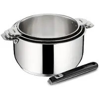 Lagostina serie van 3 RVS steelpannen 16/18/20cm + handvat - - 012132600004