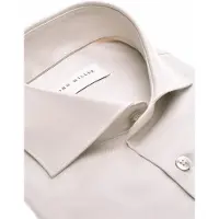 John Miller Beige overhemd Tailored Fit katoen