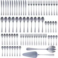 Alpina Bestekset 75‑delig voor 12 Personen – Roestvrij Stalen Bestek Set – Messen Vorken Lepels Theelepels Koffielepels Gebaksvorkjes Soeplepels – Compleet Servies