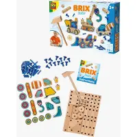 SES Creative - BRIX Junior - Bouwvoertuigen - Hout Knutselset – Houten Speelgoed - Montessori Speelgoed – Verschillende Houtvormen met Verbindingspinnetjes – Made in Holland - Vanaf 3 Jaar