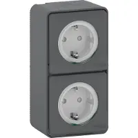 Schneider Electric Mureva Styl wandcontactdoos 2-voudig verticaal IP55 antraciet