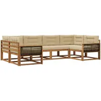 vidaXL Buiten bank set 6 st Natuurlijk en Beige