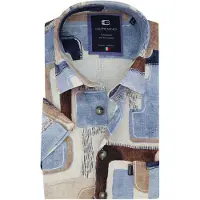 Giordano beige overhemd korte mouwen geprint