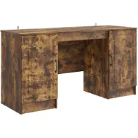 vidaXL Bureau met plank Gerookt eiken 142,5 x 50 x 75 cm Bewerkt hout
