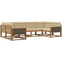 vidaXL Buiten bank set 6 st Natuurlijk en Beige