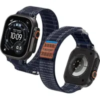 Spigen Stoffen Bandje (Klittenband), Marineblauw - Apple Watch 49Mm/46Mm/45Mm/44Mm