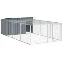 vidaXL Hondenhok met ren antraciet 197x396x110 cm gegalvaniseerd staal