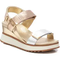 Xti Dames Sandalen 143882 goud (38), Goudkleurig, 5 tot 8 cm, Klittenband, Casual 14388201-ORO