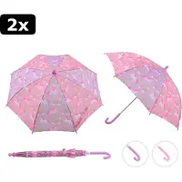 John Toys 2x Meiden paraplu eenhoorn en regenboog