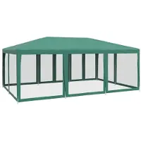 vidaXL Partytent met 10 mesh zijwanden 6x4 m HDPE groen