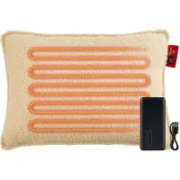Feel Home - Verwarmend Kussen - Teddy - Gebroken wit 45x60cm - met 10000mAh Power bank