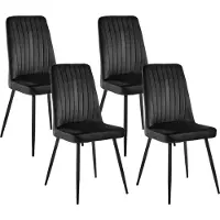 Beliani KIRBY - Eetkamerstoel set van 4 - Zwart - Fluweel