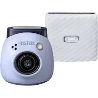 Fujifilm INSTAX PAL digital camera, Lavender Blue + printer Link WIDE, Ash White