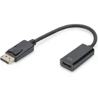 Digitus DB-340400-001-S DisplayPort / HDMI Adapter [1x DisplayPort stekker - 1x HDMI-bus] Zwart Rond, Afgeschermd (dubbel), Afsluitbaar 15.00 cm