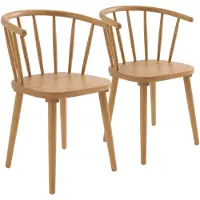 Oviala - Set van 2 beige iepenhouten stoelen - Alban