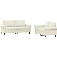 vidaXL 2-delige Loungeset met kussens fluweel crèmekleurig