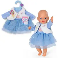Baby Born winterjurk met lange mouwen, een tule rok en een pluchen vest, geschikt voor poppen van 36 cm