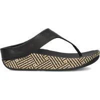 FitFlop Lulu Lux Graphic-Weave Leather Toe-Post Sandals Dames Sandalen - Zwart
