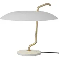 Astep Model 537 Tafellamp Brass Structure, White Reflector, White Marble Base