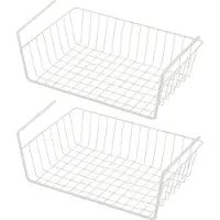 Urban Living Kastmandje - 4x - opberg/hang mandjes - rvs - wit - 40 x 25 x 14 cm - Opbergmanden