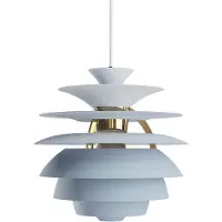 Louis Poulsen PH Snowball E27 Hanglamp Dusty blue | Brass metallised