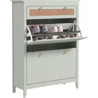 HOMCOM - Schoenenkast - MDF, Polyrotan - 88L x 30B x 120H cm - Groen