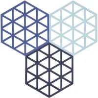 Zone Denmark Triangle Pannenonderzetter 3 Stuks Blauw - Onderzetters Siliconen Blue - 36858