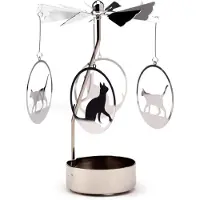 Puckator - Kat Draaiende Waxinelichthouder Caroussel - Kado idee - Kerst - Katten liefhebber