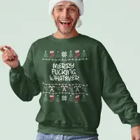 B&C Foute Kersttrui - Kleur Groen - Merry Fucking Whatever - Maat 3XL - Uniseks Pasvorm - Kerstkleding voor Dames & Heren