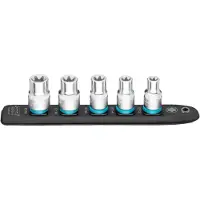 Hazet SmartRail set van 5 korte, zeskantige doppen voor schroevendraaiers, buiten-TORX, 1/2 inch (zwart, E12 - E20)
