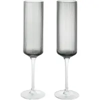 Ferm Living Ripple Champagneglas Pak Van 2 - Champagneglazen Mondgeblazen Glas Smoked Grey - 1104271424