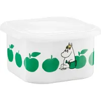 Muurla Mumin emaillebus met deksel 1,5 L Joyfull Apples-grön