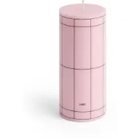 HAY Column Candle blokkaars small 15 cm Light pink-bordeaux grid