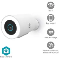 Nedis slimme camera | Netstroom | 1296p | Wit | IP65 | WiFi (Tuya)